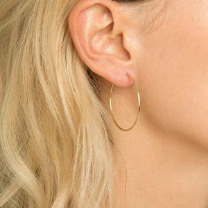 14K Gold Filled Minimalist Earrings, Lightweight Endless Hoops 50mm or 65 mm